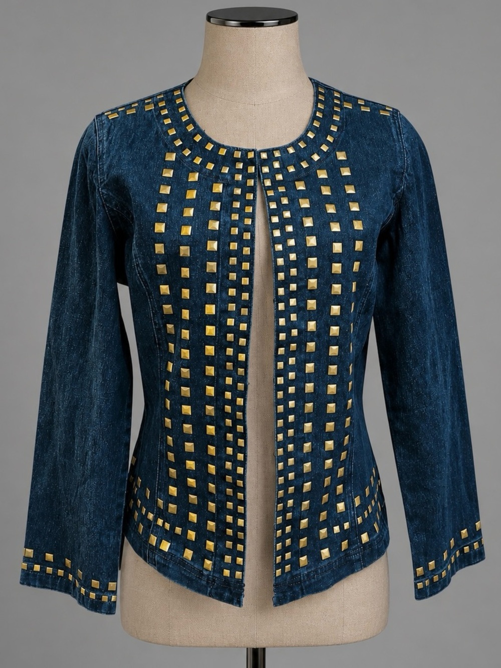 NWT~DG2 Diane Gilman Indigo Denim Jean Jacket with Metallic Studs $79.90 sz S